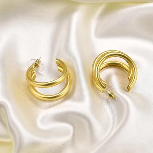 Vista 4 de JIAYIQI Aretes de aro gruesos de oro para mujer, plata de ley 925, hipoalergénicos, chapados en oro, ligeros, abiertos, joyería de moda para regalo