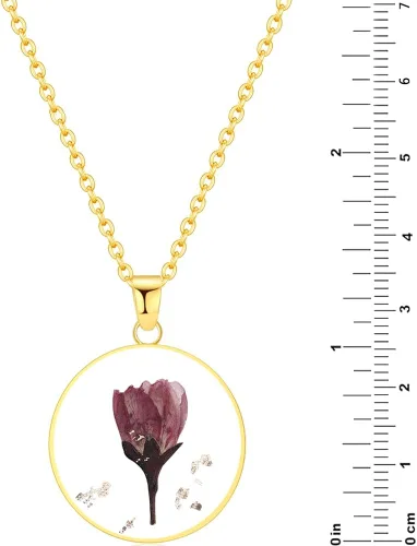 Vista 72 de Forget-Me-Not and Queen Anne's Lace Pressed Wildflower Necklace Birth Month Real Flower Necklace Gold/Silver Pressed Flower Jewelry