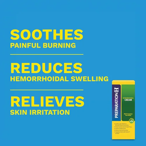 Vista 2 de Preparación H Crema para Tratamiento de Síntomas de Hemorroides (0.9 onzas tubo), Alivio del Dolor de Máxima Potencia Multisíntoma con Aloe