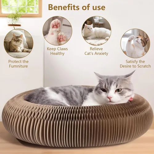 Vista 2 de SEPAZON Kitlty Cat Toys Kurliz - Rascador para gatos, tabla de rascar mágica para gatos, almohadilla de cartón reciclable para gatos aburridos