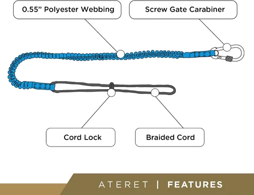 Vista 2 de Palmer Safety Cordón para herramientas con mosquetón individual y extremo de bucle ajustable, máxima resistencia de 15.0 libras, 52 pulgadas
