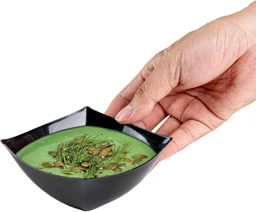 Vista 12 de Restaurantware Moderna - Cuencos de plástico de lujo de 8 onzas, 10 cuencos cuadrados desechables para ensalada, duraderos y resistentes