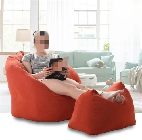 Vista 7 de Sillón puf, asiento suave para el suelo, reposapiés acolchado, otomana de relleno de gránulos EPP, cómoda silla de sofá para sala de estar, balcón