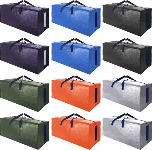 Vista 11 de SWEET DOLPHIN Paquete de 8 bolsas de mudanza resistentes de 200 libras con asas envolventes, bolsas de almacenamiento extra grandes para ahorrar