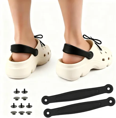 Vista 4 de Piezas de repuesto para correa de cocodrilo para hombres y mujeres, correas de repuesto duraderas para zuecos Croc con soporte integrado y remaches