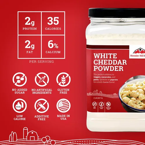 Vista 2 de Hoosier Hill Farm Polvo de queso cheddar blanco, 2 libras (paquete de 4)