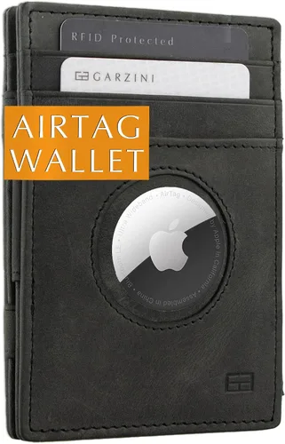 Vista 9 de GARZINI Billetera Airtag con bloqueador RFID, cartera mágica para hombre 01 Negro carbón