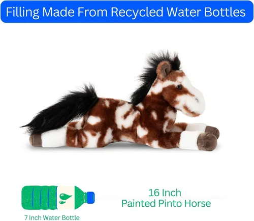 Vista 9 de The Petting Zoo Peluche de caballo pinto, diseño de caballo pinto, regalos para niños, animales salvajes de corral Onez, juguete de peluche