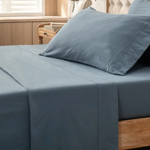 Vista 20 de Pure Era - Sábana plana de punto de jersey 100% algodón, supersuave, cómoda, transpirable (1 paquete, tamaño Queen, gris carbón)