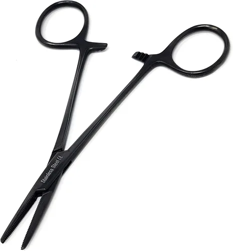 Vista 8 de Fórceps de bloqueo de hemostato para mosquitos de 5 pulgadas rectos con mandíbulas dentadas completas, ideales para sujetar, pescar, bomberos