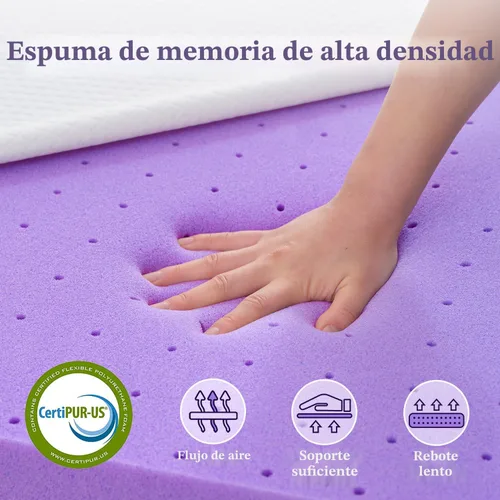 Vista 5 de SINWEEK Cubrecolchón de espuma viscoelástica de gel de 3 pulgadas, tamaño matrimonial XL, almohadilla ventilada de alta densidad para dolor