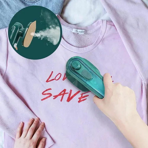 Vista 4 de Máquina de planchar colgante portátil, plancha eléctrica de mano, mini vaporizador de ropa de vapor plegado para viajes en el hogar y negocios