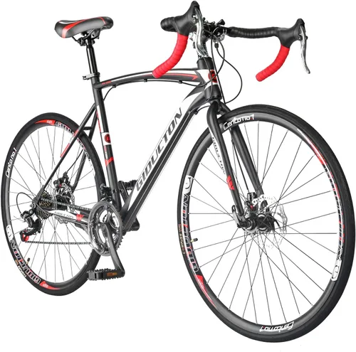 Vista 10 de Eurobike OBK XC550 - Bicicleta de carretera, ruedas 700C, 21 velocidades, frenos a disco, bicicleta para hombre o mujer.