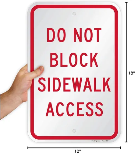 Vista 6 de SmartSign - K-8942-AL-12x18 "Do Not Block Sidewalk Access" Letrero 12" x 18" Aluminio Rojo sobre Blanco