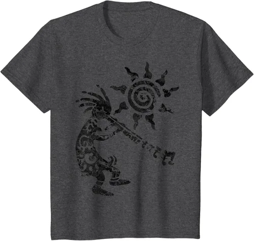 Vista 31 de Native American Kokopelli Musican With Flute 2 - Camiseta divertida para fanáticos, Blanco, S