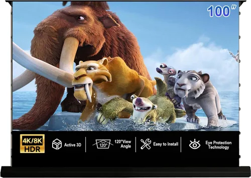 Vista 14 de IN&VI Pantalla de proyector suave motorizada de 100 pulgadas para proyector de tiro estándar/largo, pantalla de proyector para cine en casa, 4K/8K