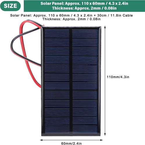 Vista 3 de 3 unids mini panel solar DC 6V polisilicio módulo cargador solar DIY sistema kits con cable de 11.8 in