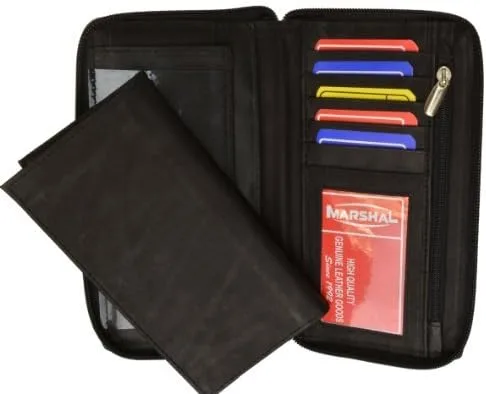 Vista 3 de Marshal Funda para chequera para mujer con cuero de vaca #653CF