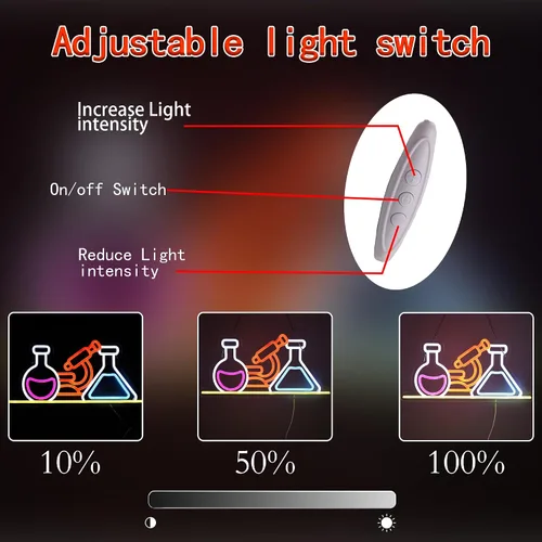 Vista 3 de Letrero de neón de laboratorio científico, luces de neón para decoración de laboratorio de química, letreros de luz LED alimentados por USB