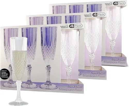 Vista 7 de PARTY BARGAINS Copas de champán con forma de cristal (8 onzas), paquete de 8, inastillables, elegantes copas de vino de plástico desechables