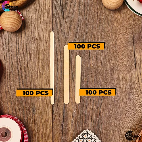 Vista 6 de Palitos de paletas para manualidades, 300 piezas, calidad premium, paletas gigantes a granel, varios tamaños, varios tamaños, varios mini, grandes