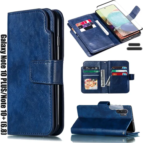 Vista 7 de Funda tipo cartera para Galaxy Note 10 Plus/Note10+ de 6.8 pulgadas [3+ ranuras para tarjetas] Funda de piel sintética plegable para tarjetas