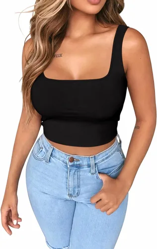 Vista 2 de BelleLovin AESLOVIN - Camiseta sin mangas de punto acanalado para mujer