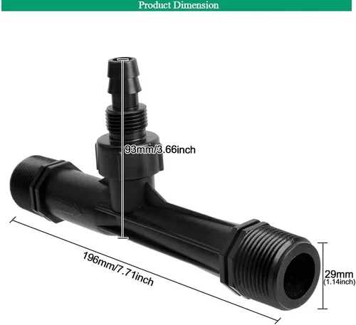 Vista 3 de Venturi de riego de 1 pulgada, mezclador de fertilizantes, inyectores, tubo de agricultura, herramienta de plástico negro para jardín al aire libre