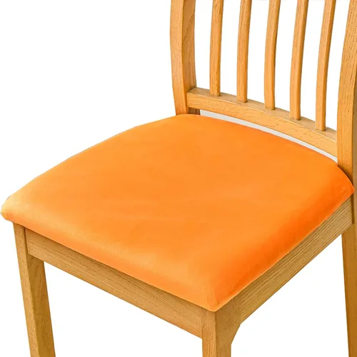 Vista 8 de Fundas elásticas de terciopelo para asiento de silla de comedor, 2 piezas, fundas protectoras de asiento suaves para sillas de comedor, fundas Negro