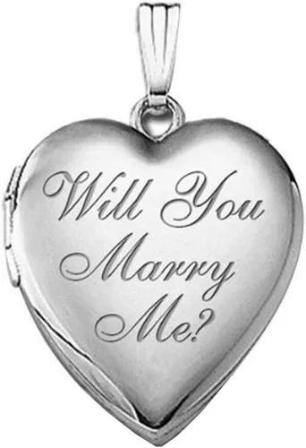 Vista 2 de Plata de Ley "Will you marry me" Sweetheart medallón34inch X 34inch