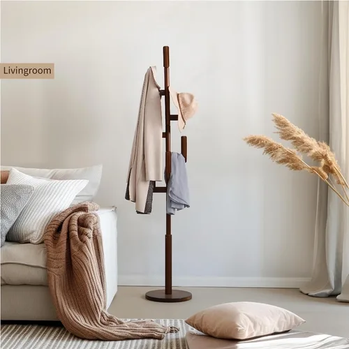 Vista 8 de Perchero de Bambú Cactus para Abrigos y Ropa, Perchero Independiente con 6 Ganchos para Adultos y Niños, Perchero Resistente Moderno para Entrada