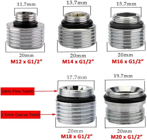 Vista 2 de Adaptador de grifo de latón, rosca macho, conector aireador para grifo de fregadero, purificador de agua, adaptador aireador (M12 X G1/2 pulgadas)