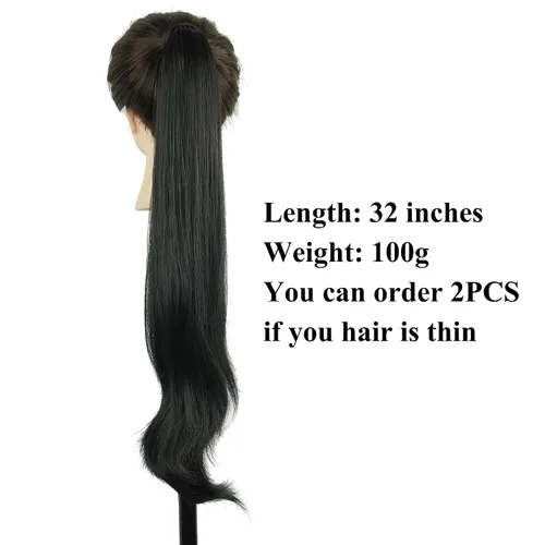 Vista 3 de IMISSU Extensión de pelo Cola de caballo Cabello flexible Colas de caballo Postizos (Negro)