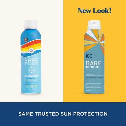 Vista 4 de Bare Republic Clearscreen - Protector solar SPF 100 en aerosol, resistente al agua con un acabado invisible, 6 onzas líquidas
