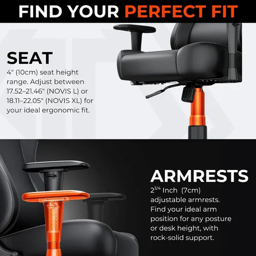 Vista 7 de Anda Seat Novis - Silla de juegos para adultos, sillas reclinables XL, silla de oficina ergonómica de cuero de PVC, soporte lumbar trasero