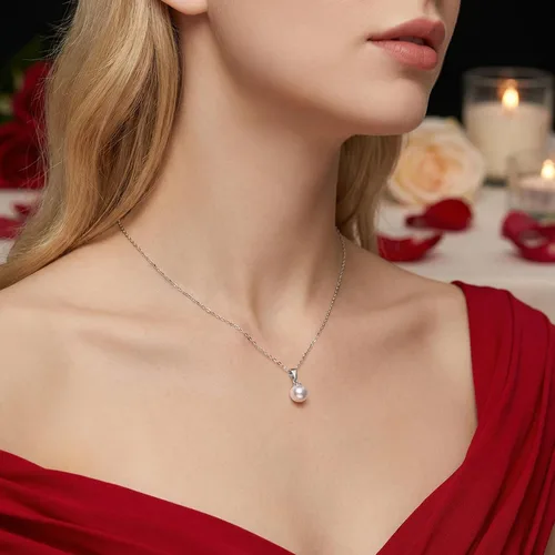 Vista 3 de Collares de perlas de oro de 14 quilates para mujer con colgante de oro de 18 quilates (perla cultivada de agua dulce), regalo de oro real