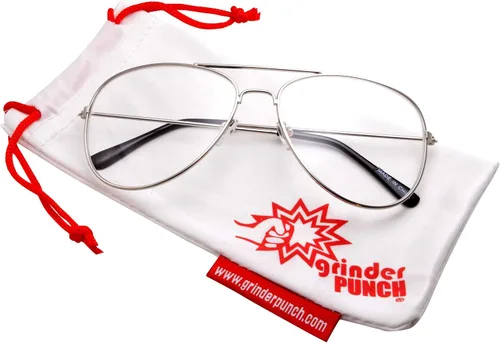 Vista 3 de grinderPUNCH Gafas de lente transparente de aviador, gafas de moda sin receta UV400