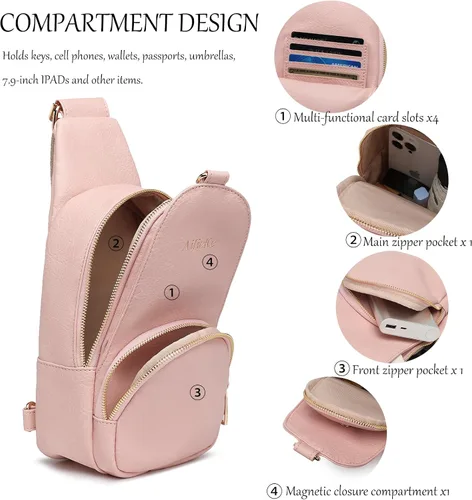 Vista 4 de Bolso bandolera para mujer, bolso cruzado para mujer, mochila de trabajo, bolso, riñonera de viaje, bolsa de pecho para mujer