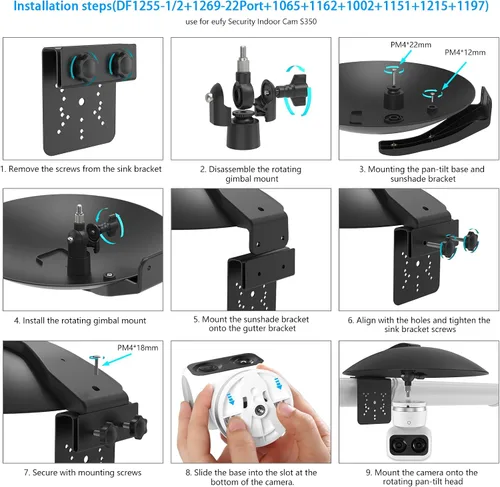 Vista 9 de Funda de seguridad 2 en 1 para cámara de seguridad y lluvia con montaje ajustable, compatible con Ring Spotlight Cam, Blink, Arlo, Wyze, Eufy