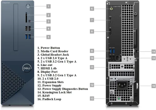 Vista 2 de DELL Computadora de escritorio pequeña Inspiron 3020S 2023, Intel Core i5-13400, gráficos Intel UHD 730, Bluetooth, WiFi, Windows 11 Pro, servicios