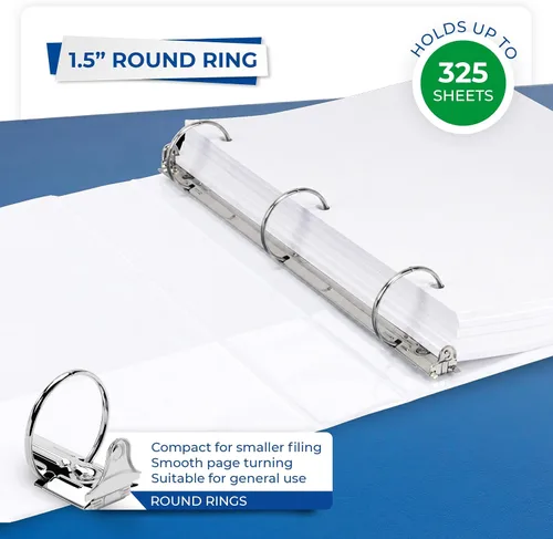 Vista 3 de Samsill (MP128557) - Carpeta de 3 anillos redondos de 1.5 pulgadas, fabricada en los EE. UU., con cubierta transparente personalizable para Blanco