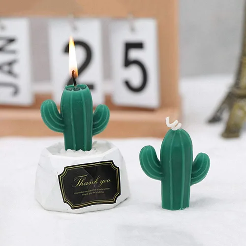 Vista 5 de Moldes de silicona para velas de cactus 3D, plantas suculentas, molde de caramelo de chocolate de silicona, jabón de bricolaje, vela de resina