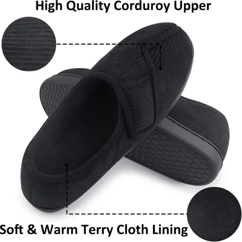 Vista 2 de Git-up Pantuflas diabéticas para hombre, artritis, edema, cierre ajustable, puntera hinchada, pies hinchados, pantuflas de espuma viscoelástica
