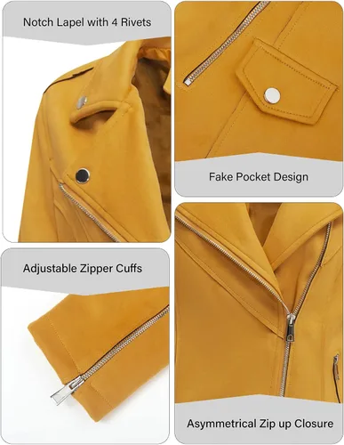 Vista 5 de Bellivera Chaquetas de cuero sintético para mujer, abrigo corto de moda para primavera e invierno