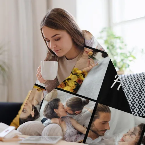 Vista 5 de D-Story Manta personalizada con fotos con cualquier texto - Mantas con imágenes personalizadas para Navidad, cumpleaños, regalos para parejas