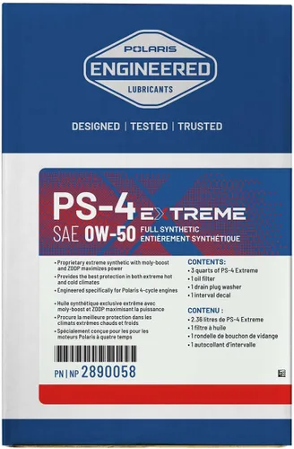 Vista 5 de Kit de cambio de aceite Polaris para modelos específicos RZR Turbo y Pro XP & XP 4 con motor de 4 tiempos, incluye 3 cuartos de galón de aceite