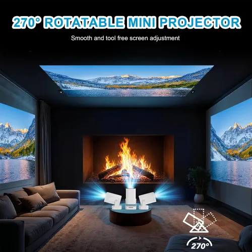 Vista 7 de Mini proyector actualizado con WiFi 6 y Bluetooth 5.4, proyector inteligente compatible con Full HD 4K, enfoque automático y Keystone automático