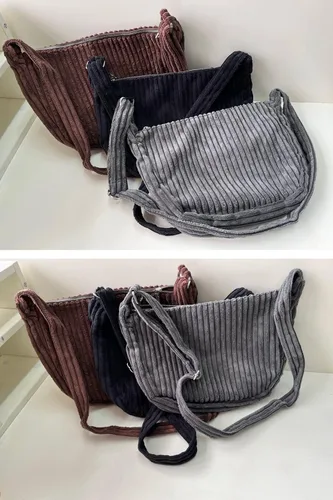 Vista 5 de Bolso Hobo de pana pequeño para mujer, con correa ancha, bolso cruzado para el hombro, bolso casual para uso diario