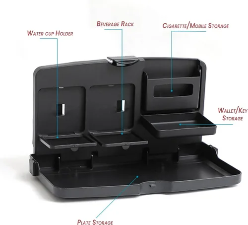 Vista 2 de Zento Deals Bandeja multiusos para automóvil, para un momento más cómodo en tu automóvil (negro1)