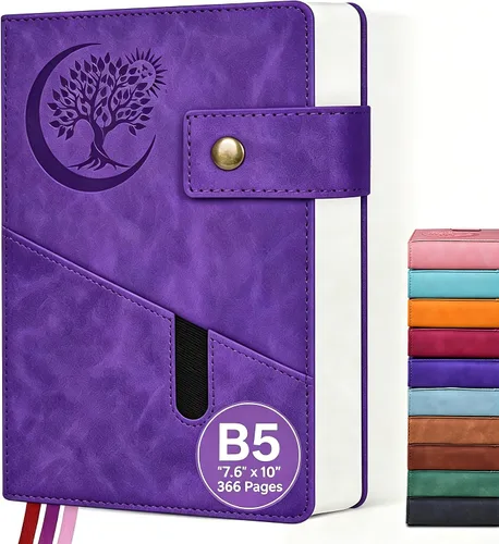 Vista 17 de PAIBAS Cuaderno de diario con líneas gruesas de 365 páginas para hombres y mujeres, diarios grandes de cuero A4 para escribir, cuadernos de tapa